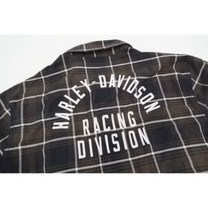 Harley-Davidson Men's Medium‎ Racing Black Green Plaid Garage Shirt 96582-22VM